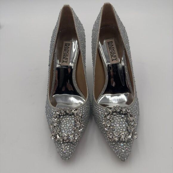 New Badgley Mischka Cher II Evening Pumps in Silve with sparkling details Size 6 - Picture 2 of 9
